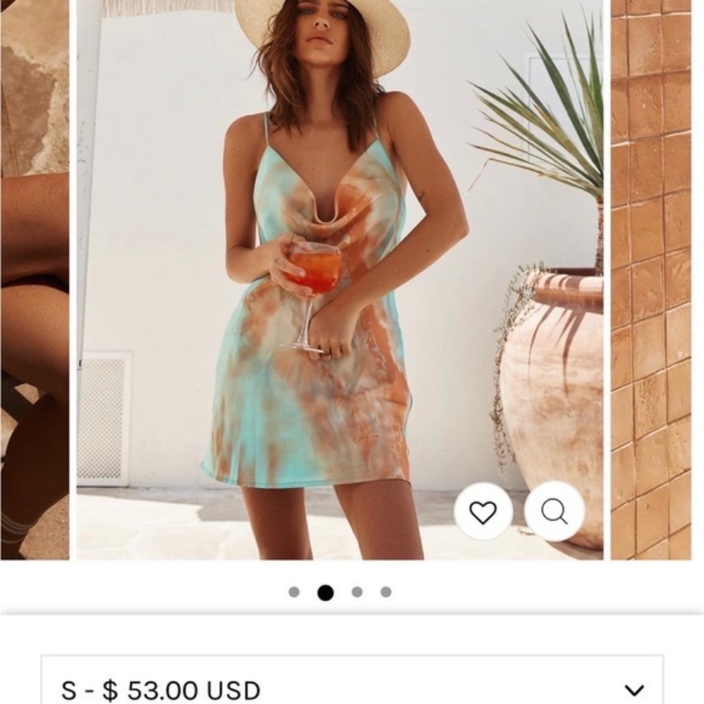 12th Tribe Turquoise and Orange Tie-Dye Mini Slip Dress - Picture 5 of 5